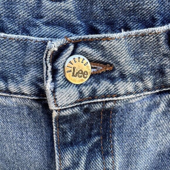 Lee Riveted Vintage Womens High-Waisted Blue Denim Relaxed Fit Tapered Leg Jeans - Picture 4 of 7